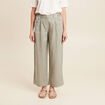Pantalon droit 7/8ème en lin vert clair femme
