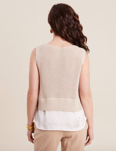 Pull sans manches 2-en-1 ivoire femme