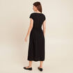 Robe longue évasée bi-matière noir femme