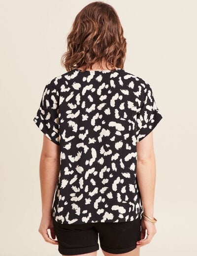 Blouse fluide manches courtes noir femme