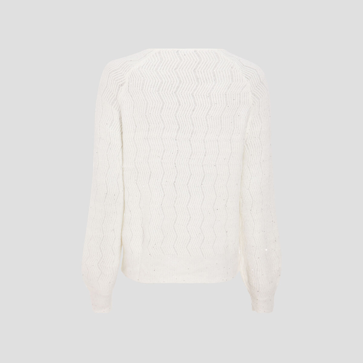 Pull manches longues à sequins ecru femme