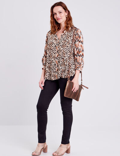 Chemise manches longues beige femme