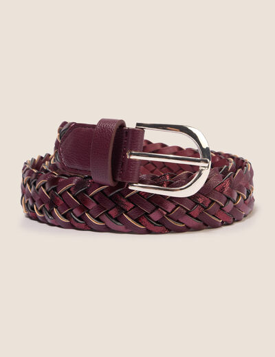 Ceinture tress&eacute;e iris&eacute;e prune femme