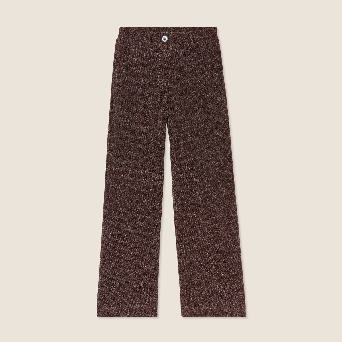 Pantalon flou effet tricoté couleur cuivre femme