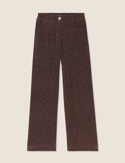 Pantalon flou effet tricoté couleur cuivre femme