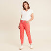 Pantalon coupe mom 7/8&egrave;me rouge corail femme