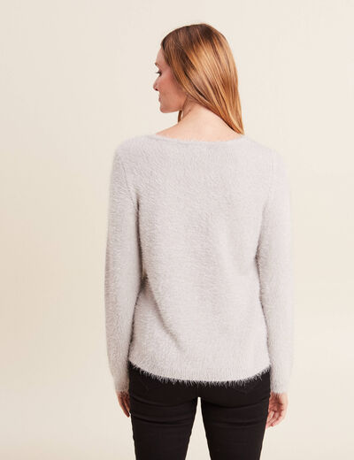 Pull manches longues gris clair femme