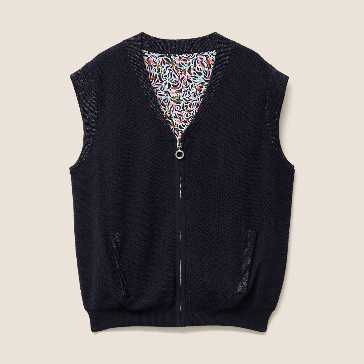 gilet réversible sans manches en coton multicolore femme