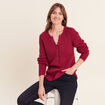 Pull manches longues rouge fonc&eacute; femme
