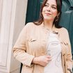 Veste boutonnée en jean marron clair femme