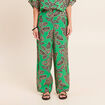 Pantalon large taille haute vert femme