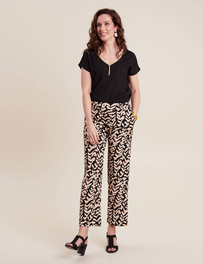 Pantalon carotte taille basse noir femme