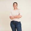 Pull manches courtes beige femme