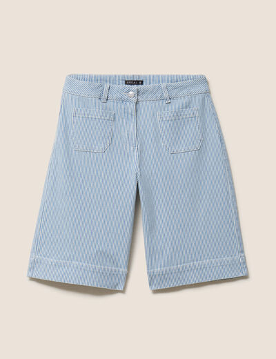 Bermuda casual taille haute bleu femme