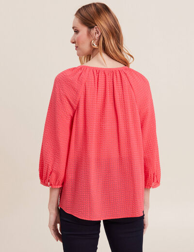 Blouse manches 3/4 rose cerise femme