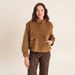 Veste ample col montant doubl&eacute;e marron fonc&eacute; femme