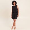 Blouse sans manches col rond fluide noir femme