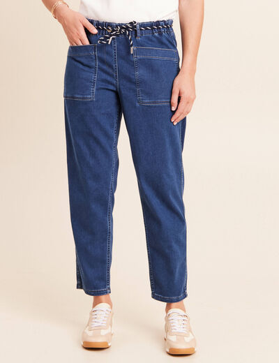 Jean droit r&eacute;versible bleu femme