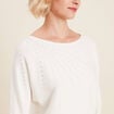 Pull manches longues strass ecru femme