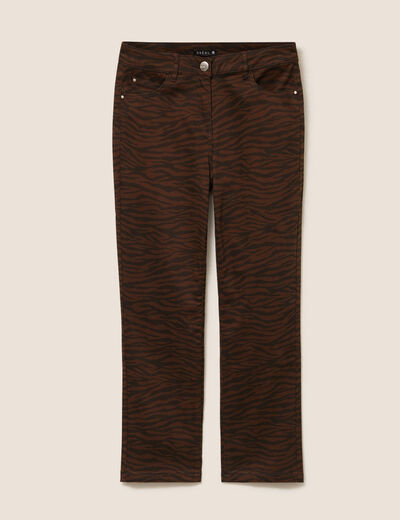 Pantalon droit 7/8&egrave;me taille standard marron femme