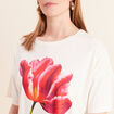 T-shirt col rond manches courtes ecru femme