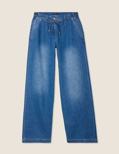 Jean large avec cordon denim double stone femme