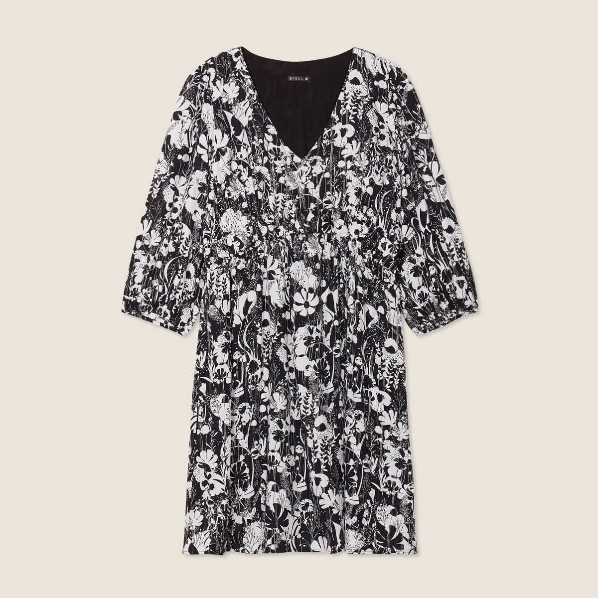 Robe &eacute;vas&eacute;e manches 3/4 noir femme