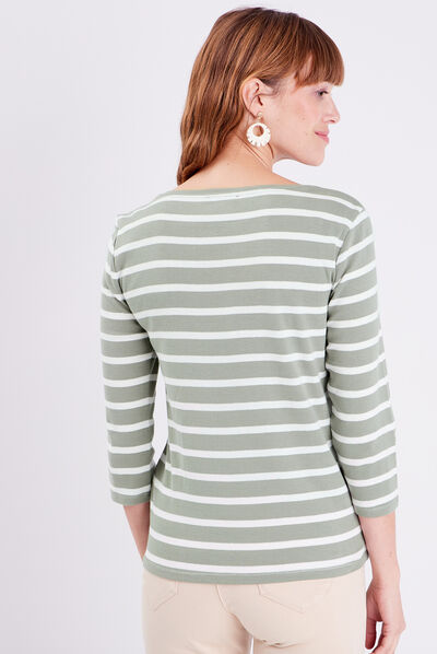 T-shirt manches 3/4 vert clair femme
