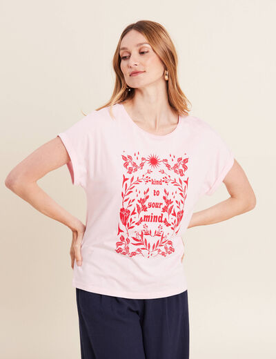 T-shirt manches courtes rose femme