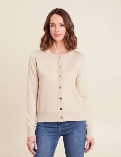 Gilet col rond couleur or femme