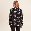 Chemise fluide brod&eacute;e manches longues noir femme