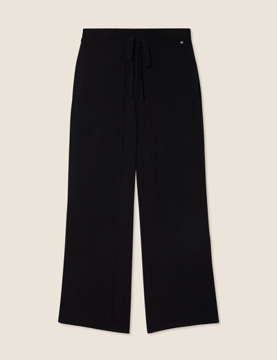 Pantalon coupe large portefeuille noir femme