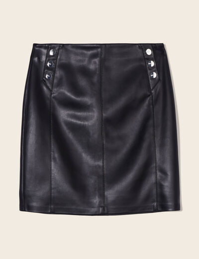 Jupe droite simili cuir noir femme