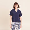 Chemise ample courte &agrave; manches courtes bleu marine femme