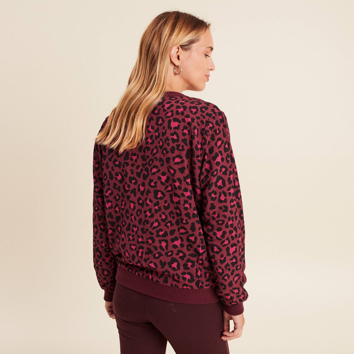 Gilet r&eacute;versible manches longues bordeaux femme