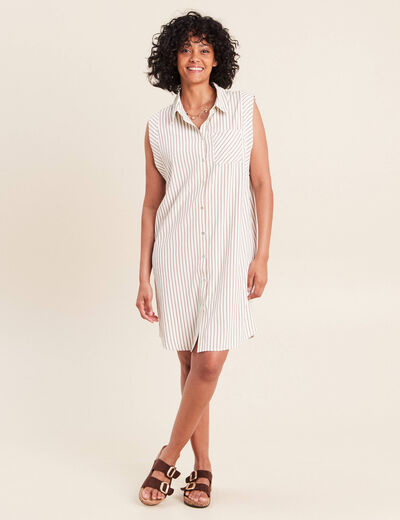 Robe droite courte sans manches fluide taupe femme