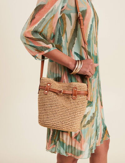 Sac seau paille tressée sable femme