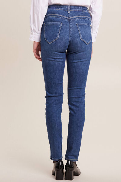 Jean magique ajusté taille standard denim double stone femme