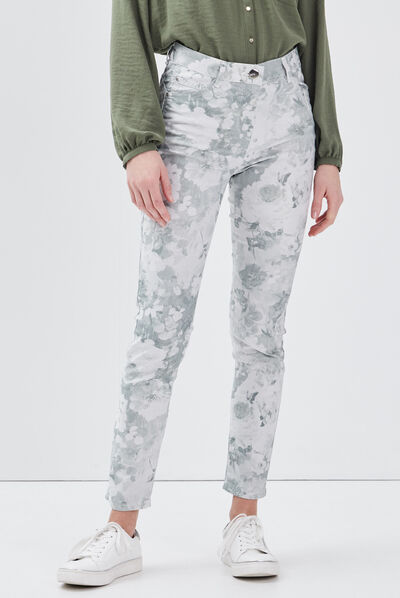 Pantalon léger imprimé magique vert clair femme