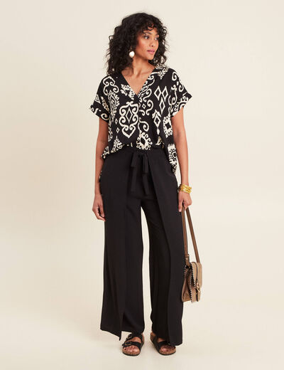 Blouse manches courtes noir femme