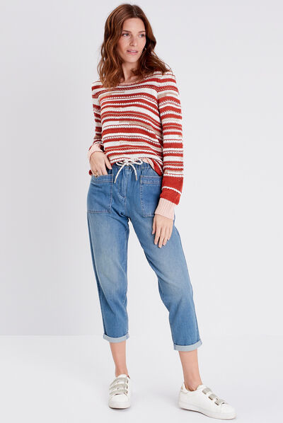 Pull manches longues rouge foncé femme