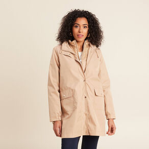 parka mi longue a capuche beige femme Parka mi-longue à capuche beige femme