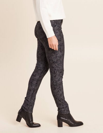 Pantalon coupe ajust&eacute;e enduit gris acier femme