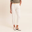 Pantalon large 7/8&egrave;me taille bascul&eacute;e beige femme