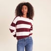 Pull col rond bordeaux femme