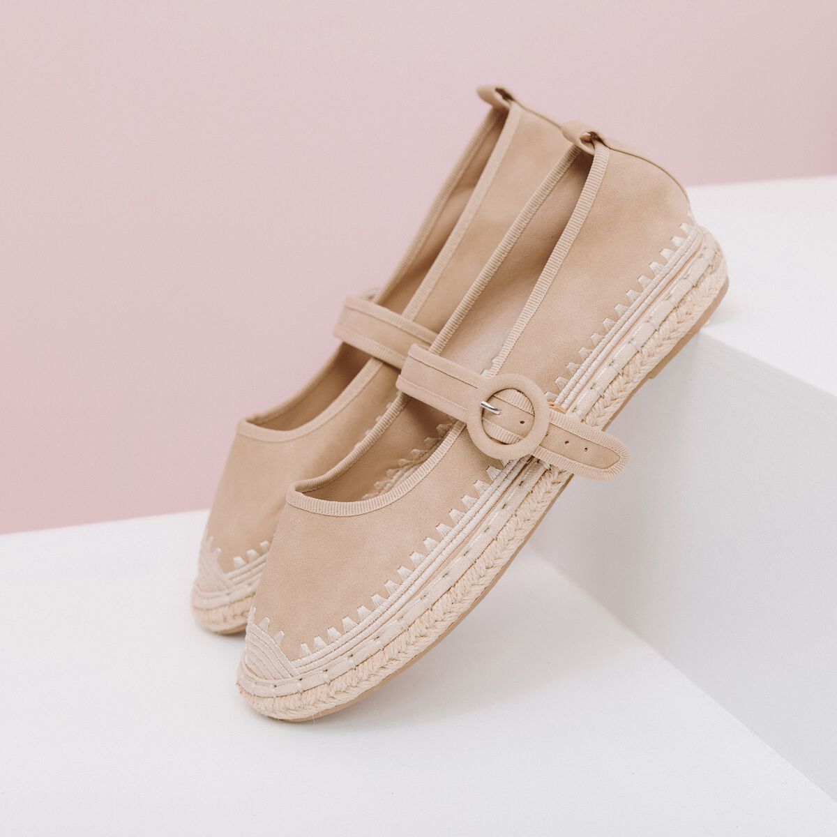 Ballerines semelle corde ivoire femme