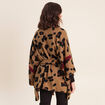 Poncho ceintur&eacute; taupe femme