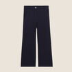 Pantalon coupe large &agrave; pinces bleu fonc&eacute; femme