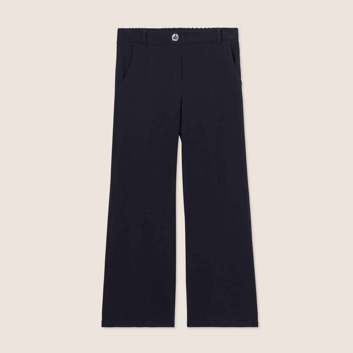 Pantalon coupe large &agrave; pinces bleu fonc&eacute; femme