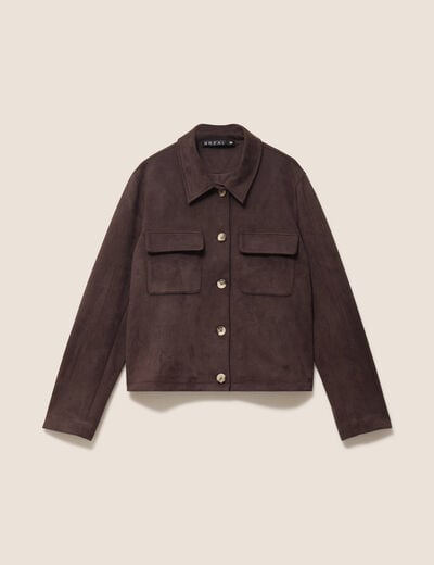 Veste doubl&eacute;e marron fonc&eacute; femme